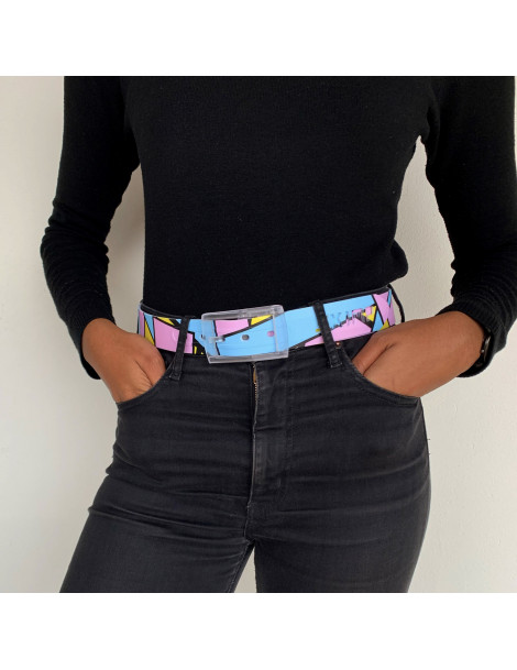 ceinture imprimée pop square pink flamingo portée