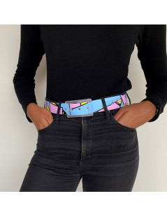 ceinture imprimée pop square pink flamingo portée