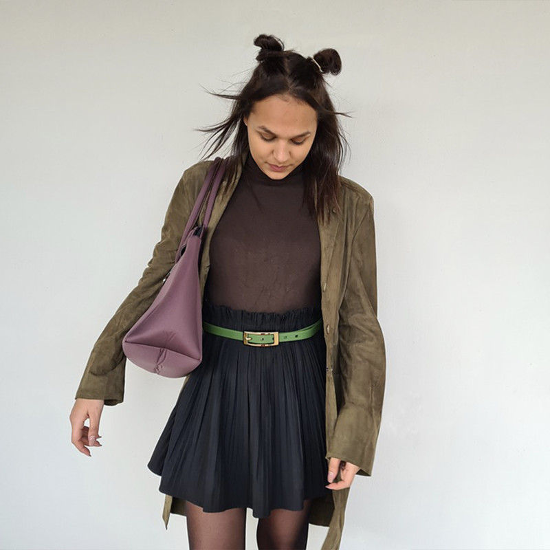 ceinture femme fine la charmeuse kaki portée