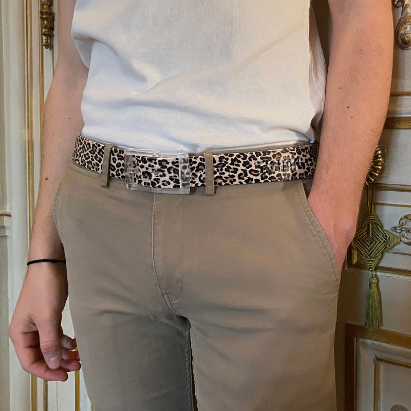ceinture imprimée panthère classique portée - Homme