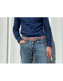 Ceinture imprimée motif Seventies orange - Portée homme