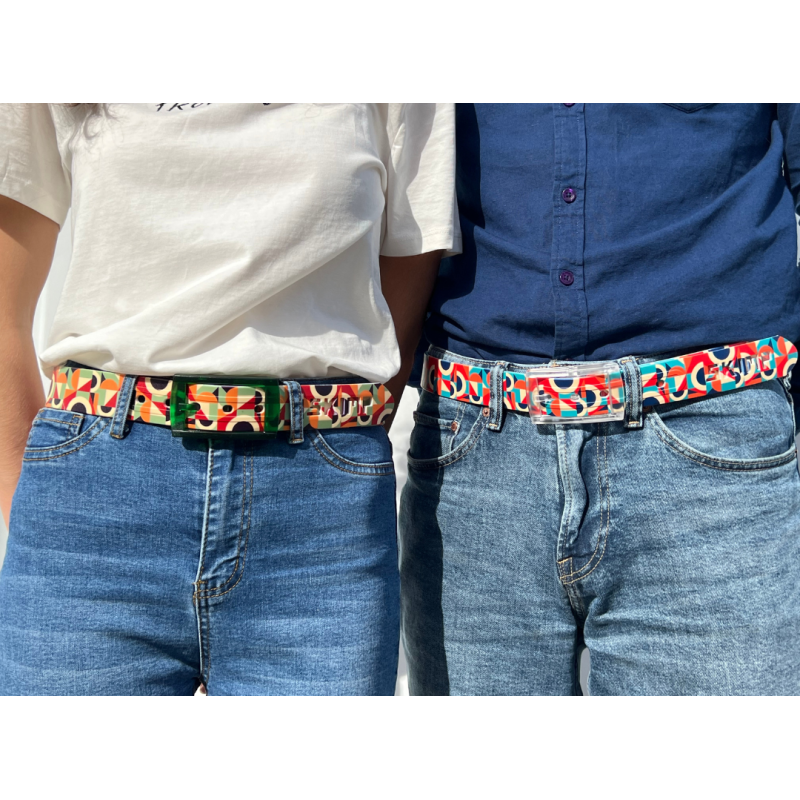 Ceinture imprimée motif Seventies orange - Portée unisexe