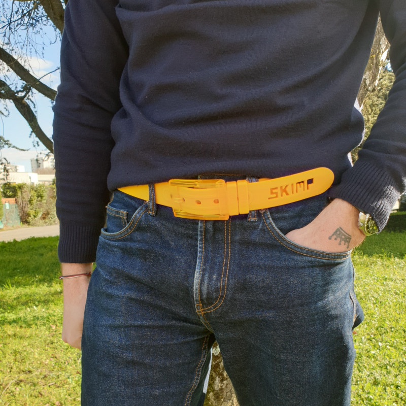 L'Originale mustard silicon like plastic belt, for men and women
