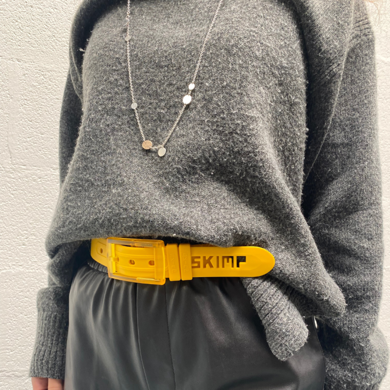 L'Originale mustard silicon like plastic belt, for men and women