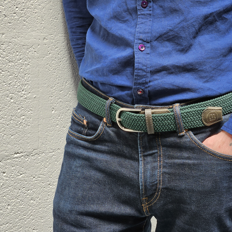 The "adventurer" dark green braided belt