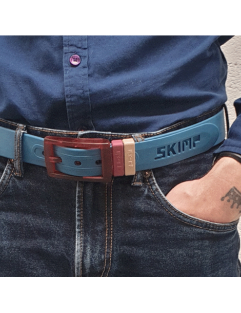 ceinture old blue et boucle bordeaux portée  homme