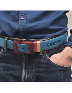ceinture old blue et boucle bordeaux portée  homme