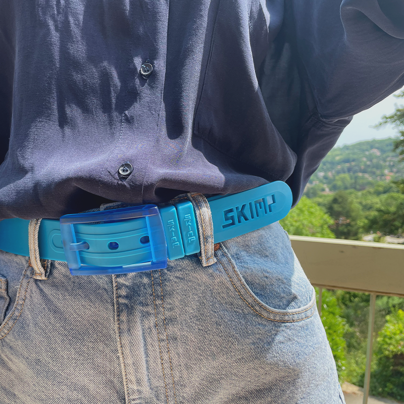L'Originale azur blue silicon like plastic belt, for men and women