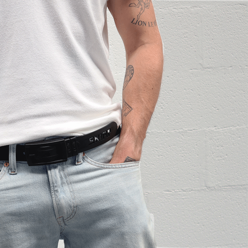 L'Originale noire silicon like plastic belt, for men and women
