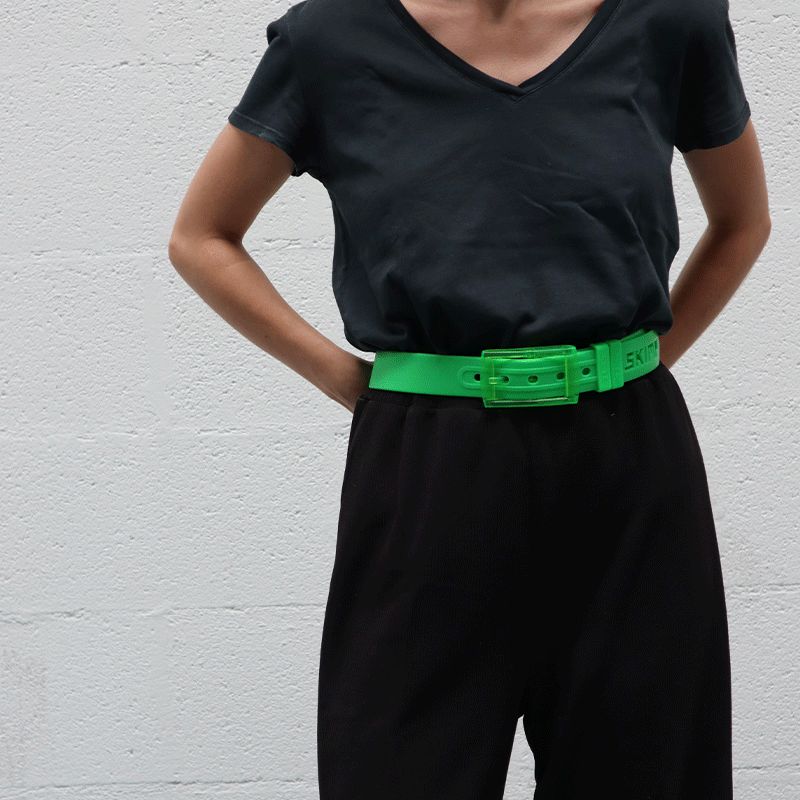 L'Originale neon green plastic belt, for men and women