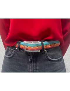 Ceinture imprimée - Motif rayures multicolor
