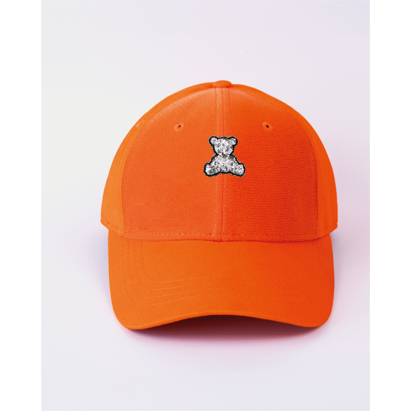 patch brodé ours à paillettes sur casquette