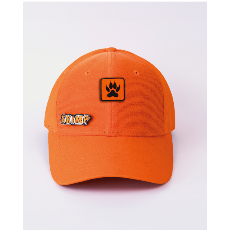 patch patte ours orange et noir sur casquette orange