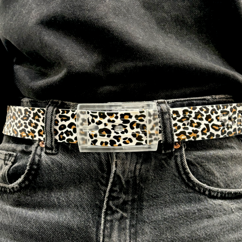 Ceinture Panthère Blanche - Look audacieux avec imprimé animal