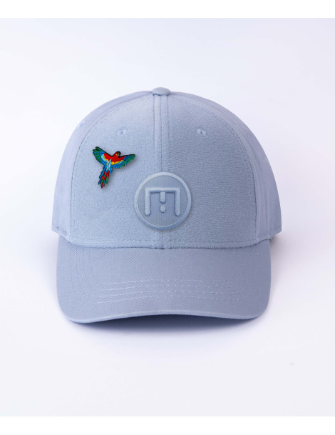 casquette bleue ciel avec patch skimp et patch perroquet