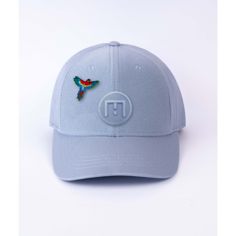 casquette bleue ciel avec patch skimp et patch perroquet