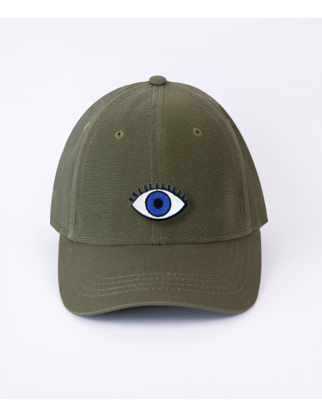 patch oeil grec sur casquette kaki
