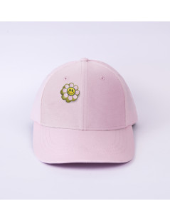 patch fleur sur casquette rose