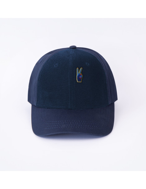 patch peace sur casquette bleu marine