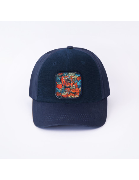patch japan food sur casquette bleu marine
