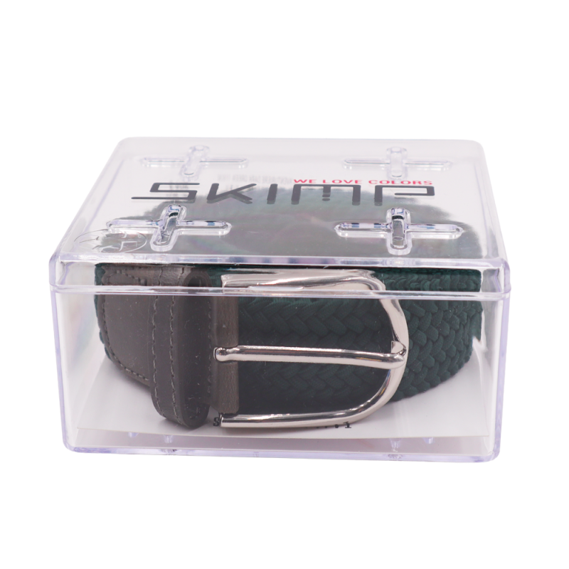 ceinture tressée unisexe verte foncée boite