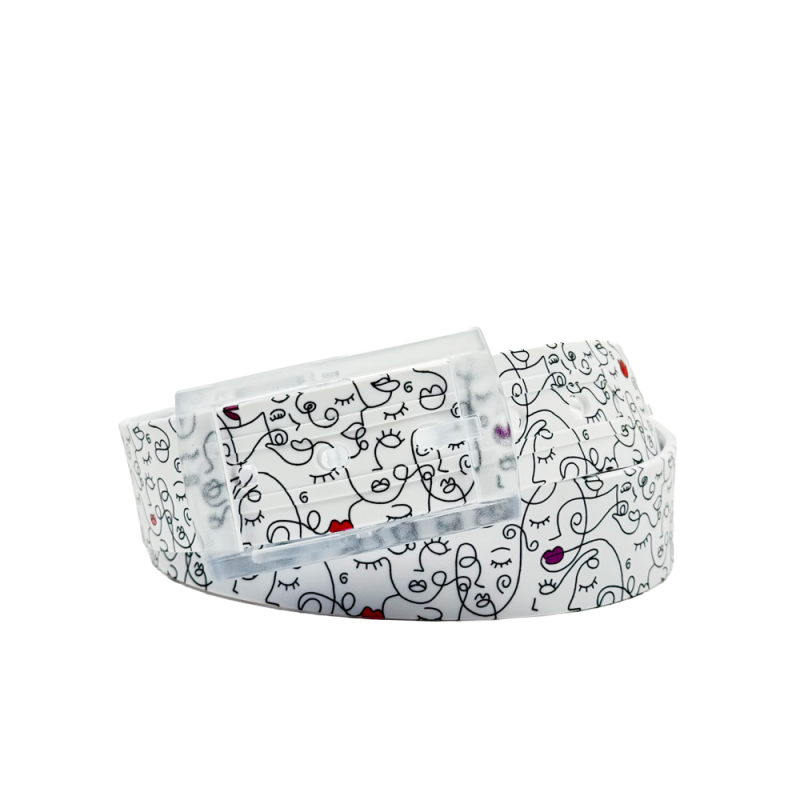 Ceinture blanche Imprimée motif White Kiss