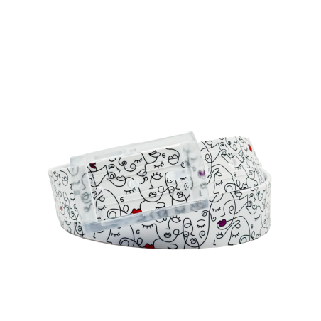 Ceinture blanche Imprimée motif White Kiss