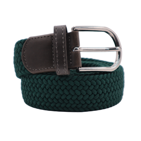L'Aventurière – Ceinture tressée élastique unie vert foncé unisexe