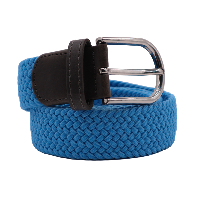 L'Aventurière – Ceinture tressée élastique unie bleu ciel unisexe