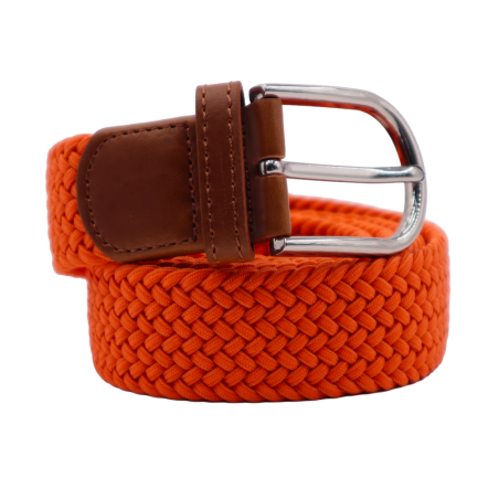 L'Aventurière – Ceinture tressée élastique unie orange unisexe