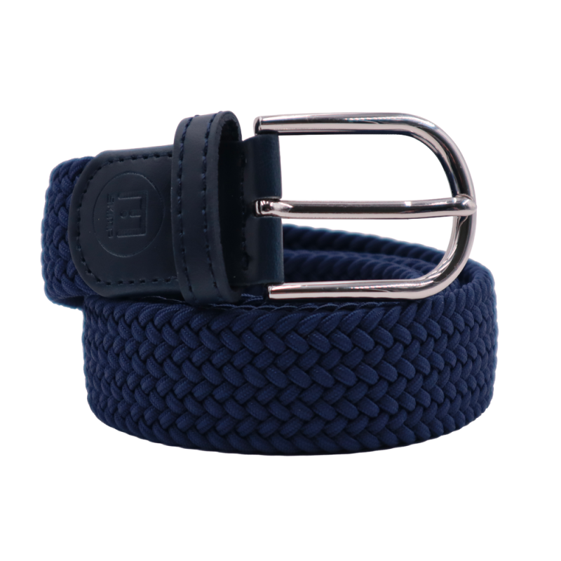 L'Aventurière – Ceinture tressée élastique unie bleu marine unisexe